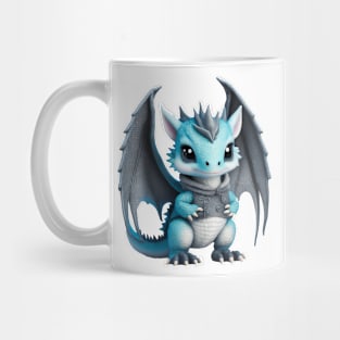 Cute Blue Baby Dragon Wearing a Warm Jacket Mug